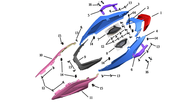pièces détachées - carénages - carénages E-Ptio - scooter électrique